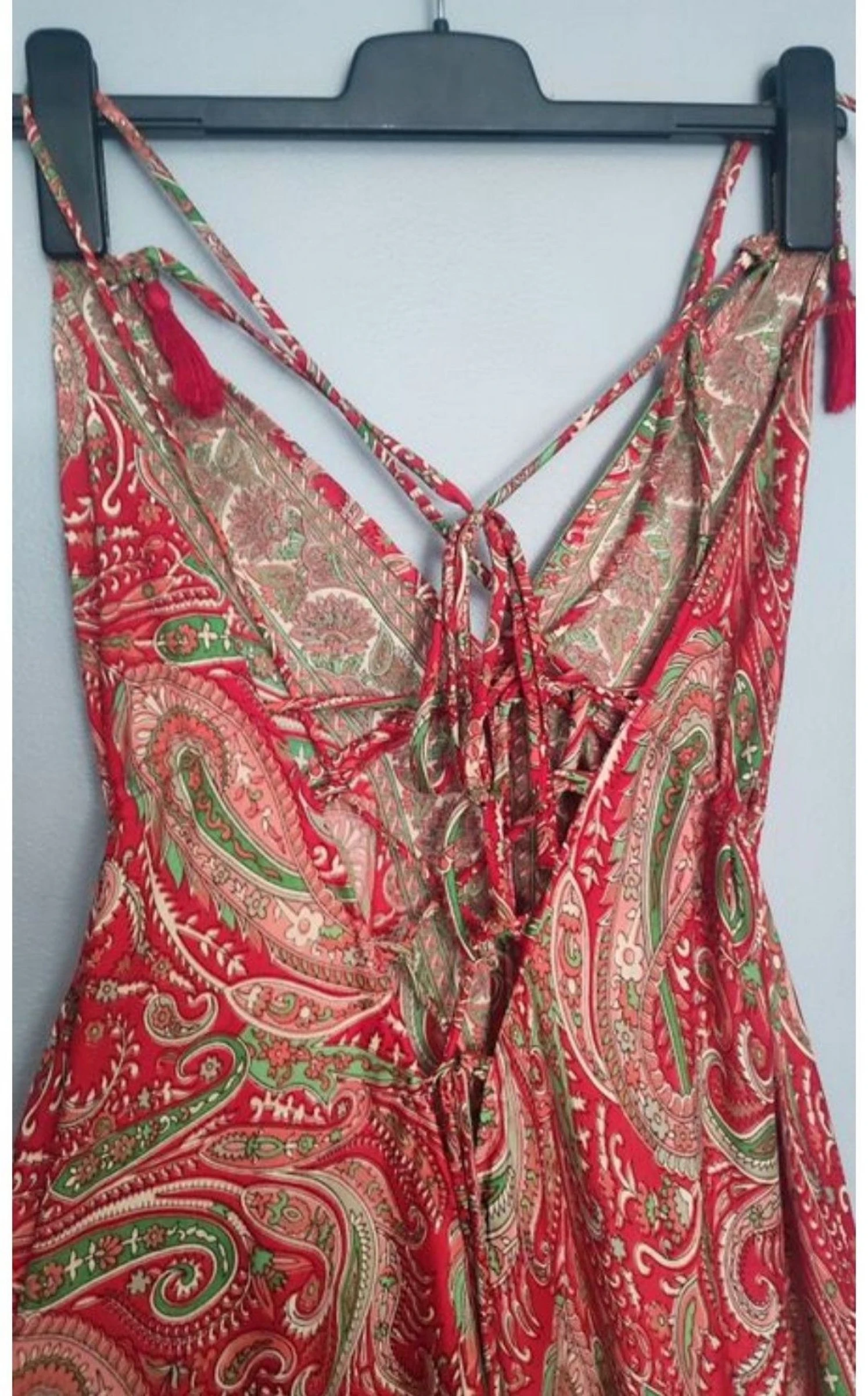 Lange Boheemse Indiase jurk - Verstelbaar Open rug / Rood – photo 4